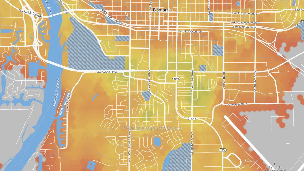 Bike Grade map of Wachter's, Bismarck, ND