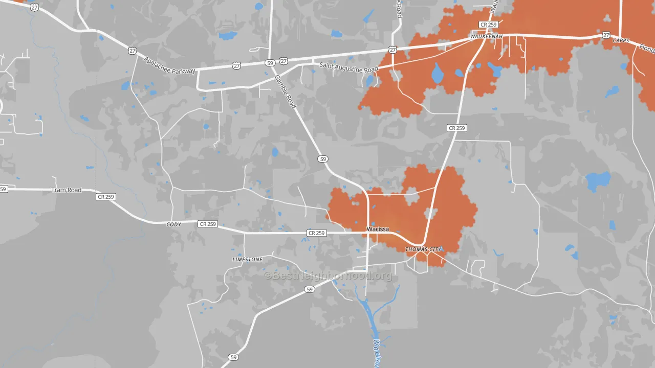 Bike Grade map of Wacissa, FL