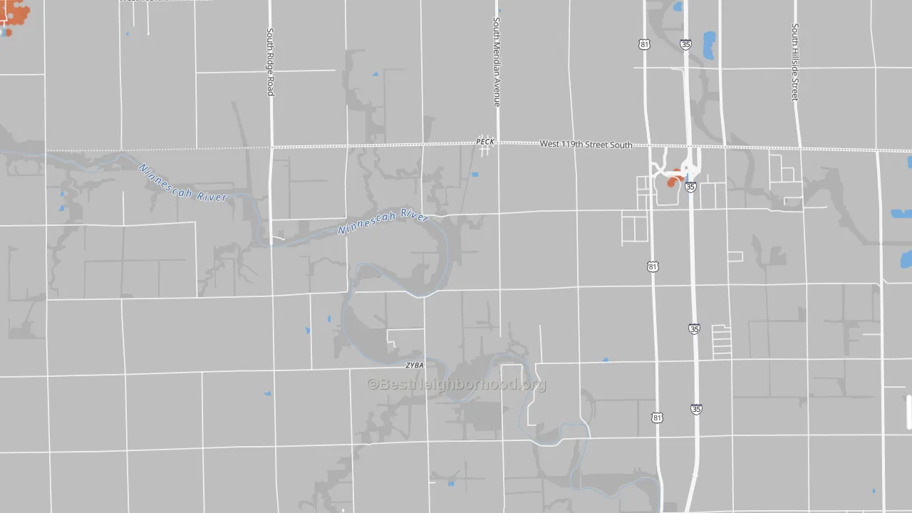 Bike Grade map of Waco, KS