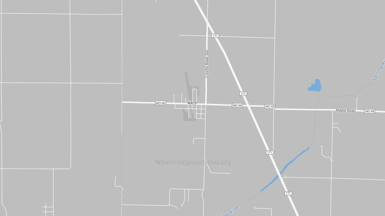 Bike Grade map of Waco, MO