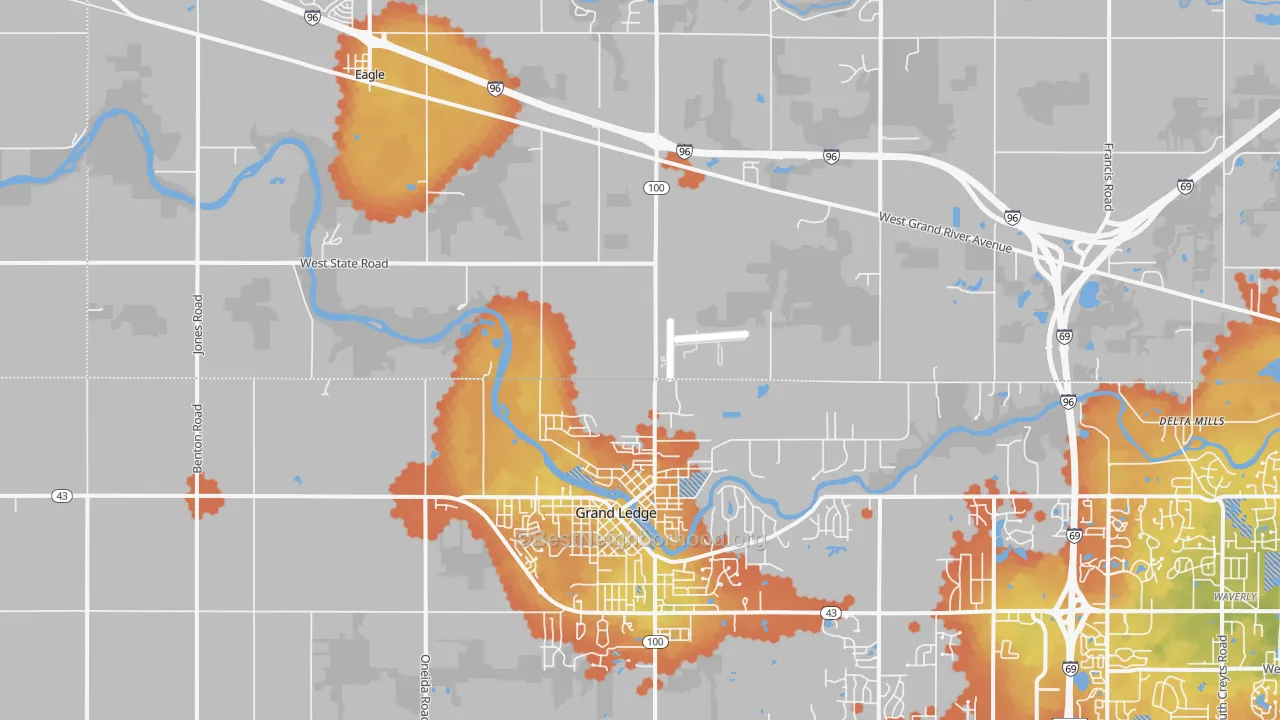 Bike Grade map of Wacousta, MI