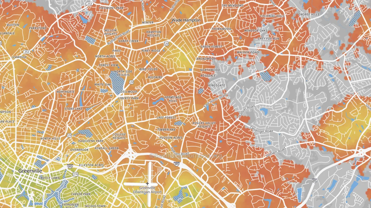 Bike Grade map of Wade Hampton, SC