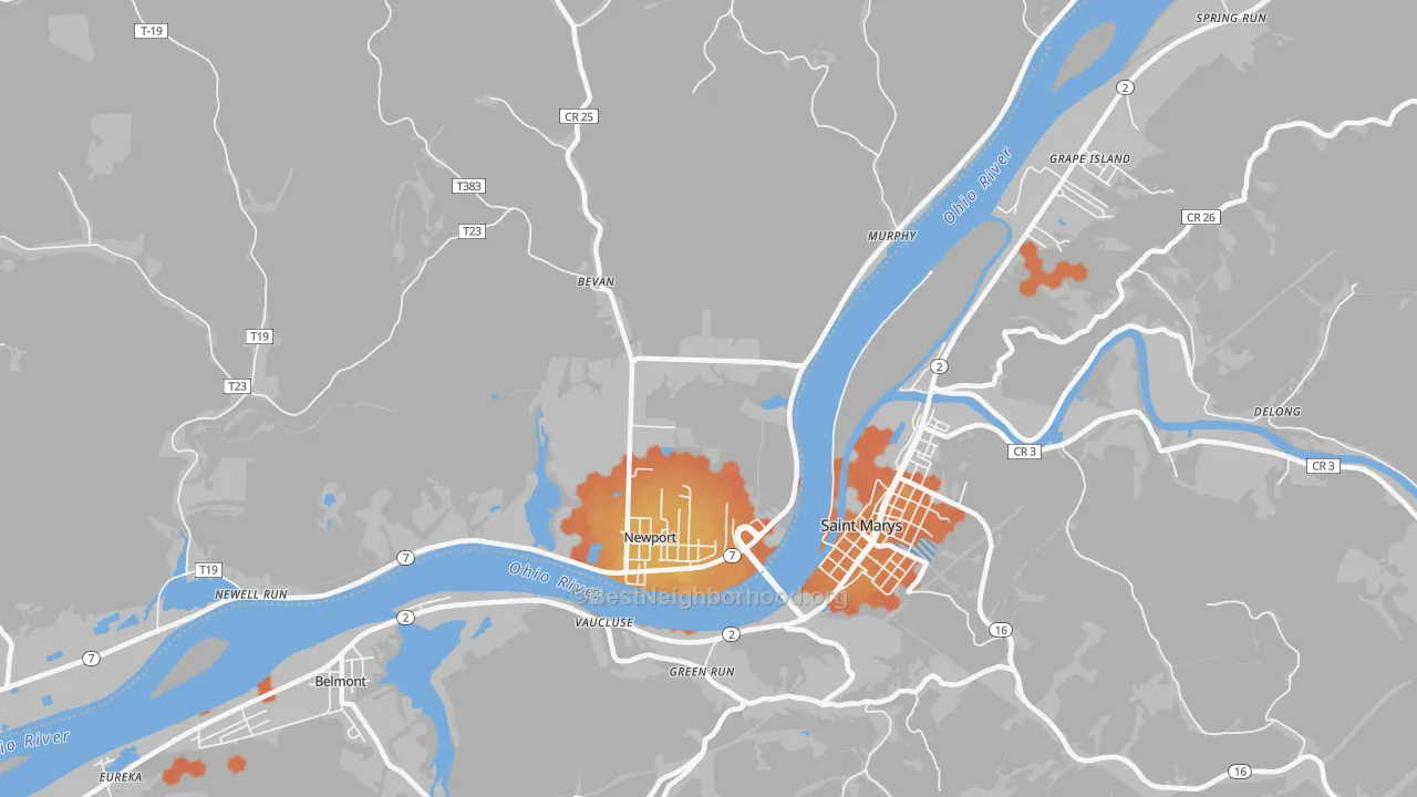 Bike Grade map of Wade, OH