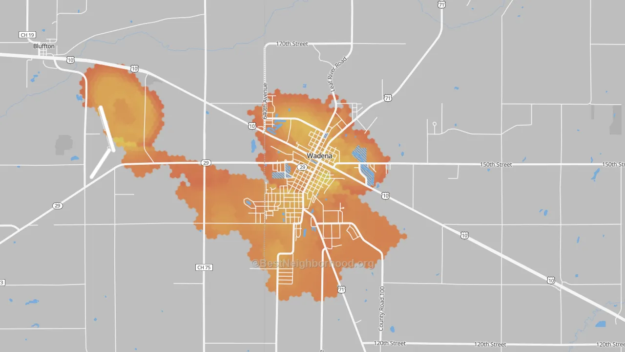 Bike Grade map of Wadena, MN