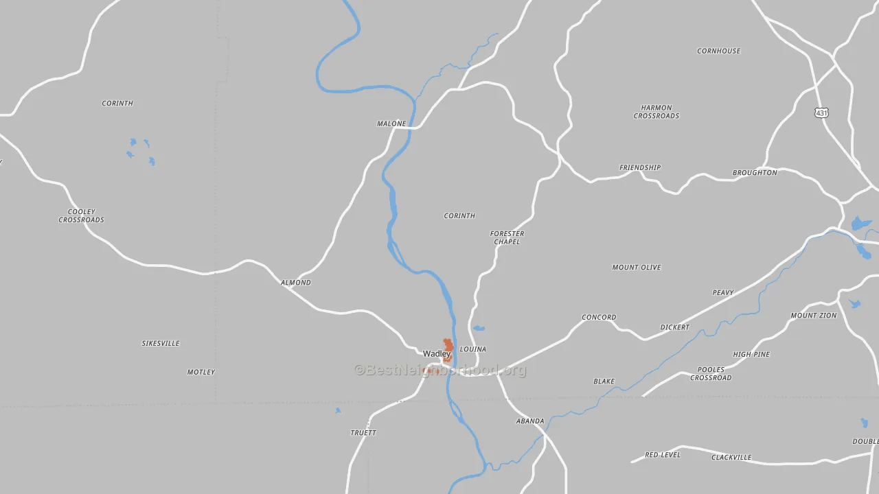 Bike Grade map of Wadley, AL