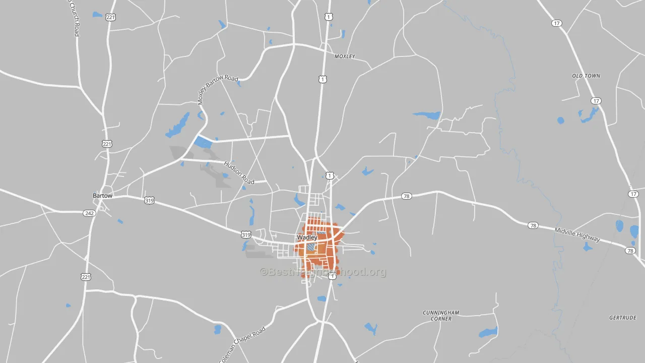 Bike Grade map of Wadley, GA