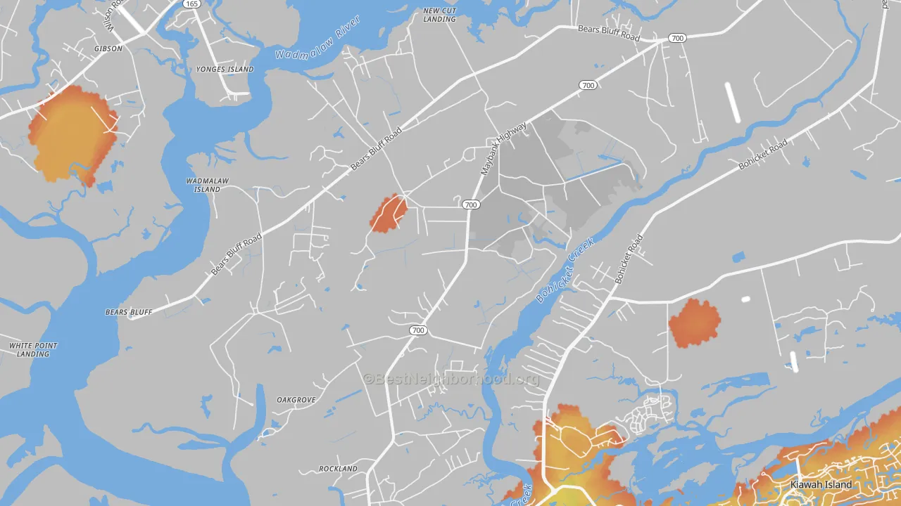 Bike Grade map of Wadmalaw Island, SC
