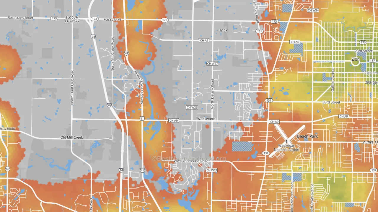 Bike Grade map of Wadsworth, IL