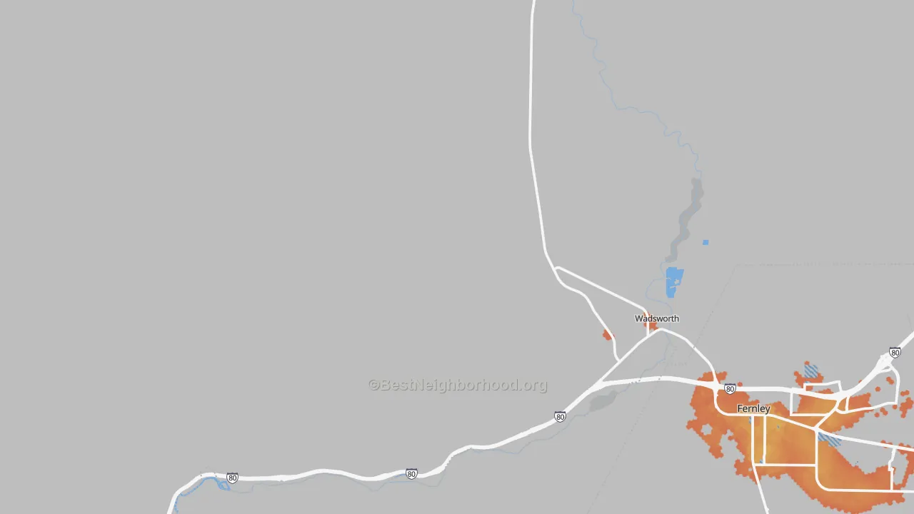 Bike Grade map of Wadsworth, NV