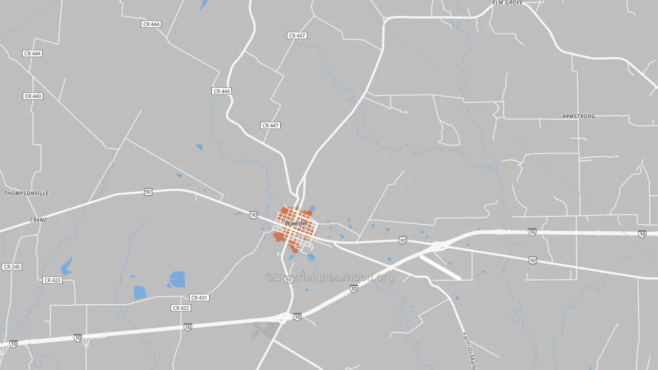 Bike Grade map of Waelder, TX