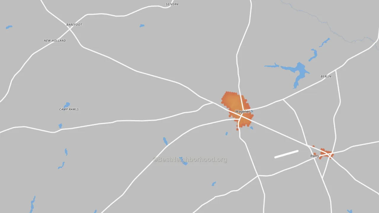 Bike Grade map of Wagener, SC