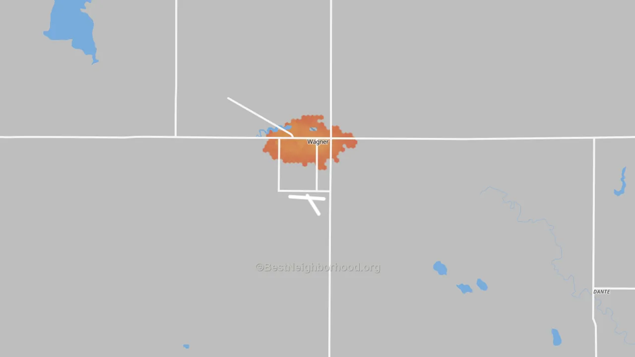 Bike Grade map of Wagner, SD