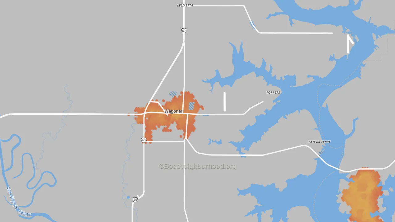 Bike Grade map of Wagoner, OK