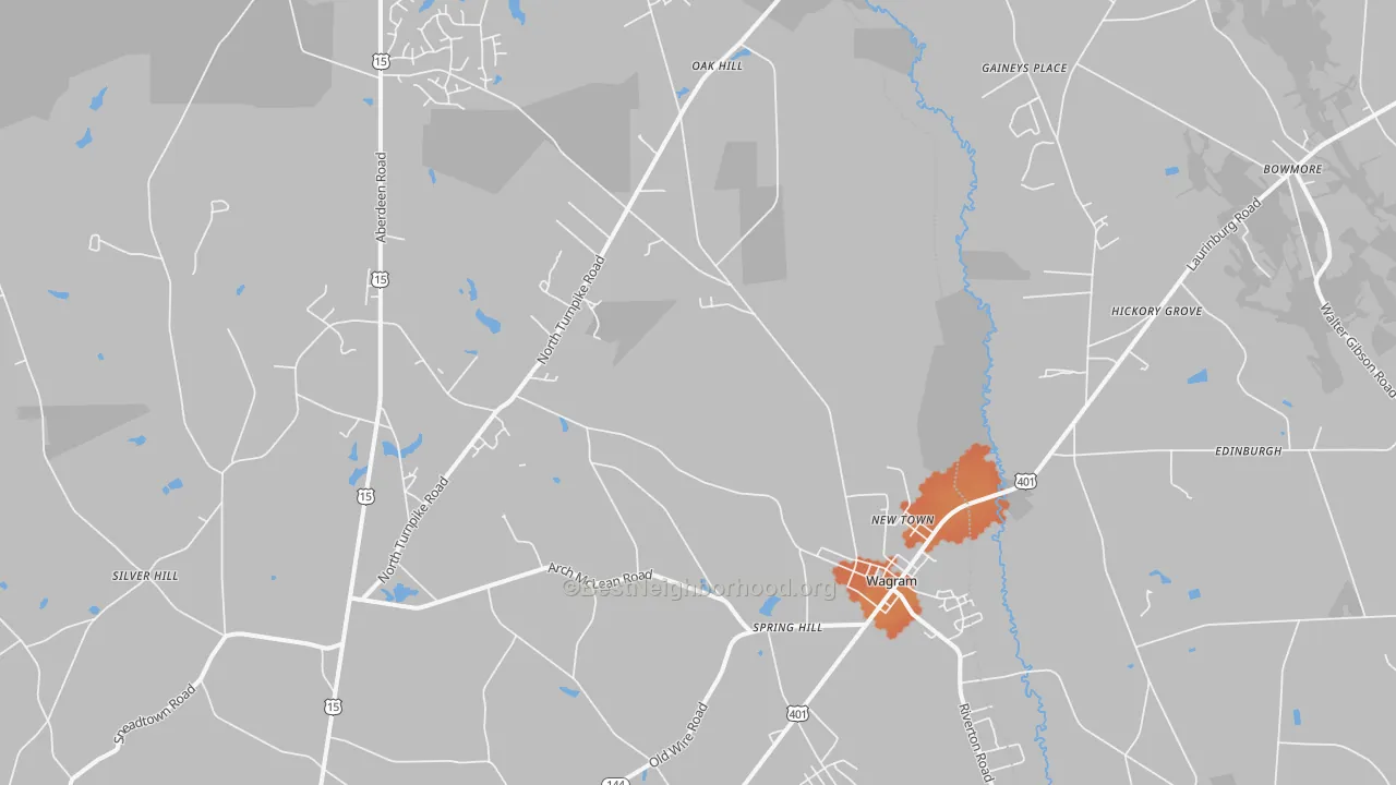 Bike Grade map of Wagram, NC