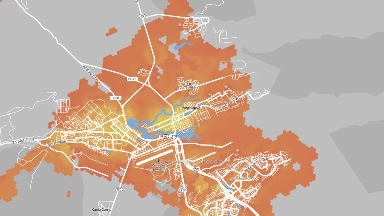 Bike Grade map of Wahiawa, HI