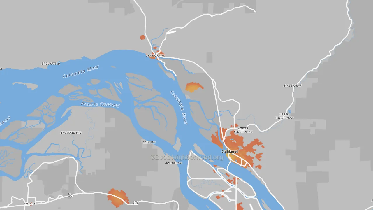 Bike Grade map of Wahkiakum County, WA