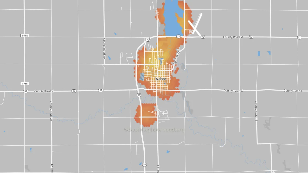 Bike Grade map of Wahoo, NE