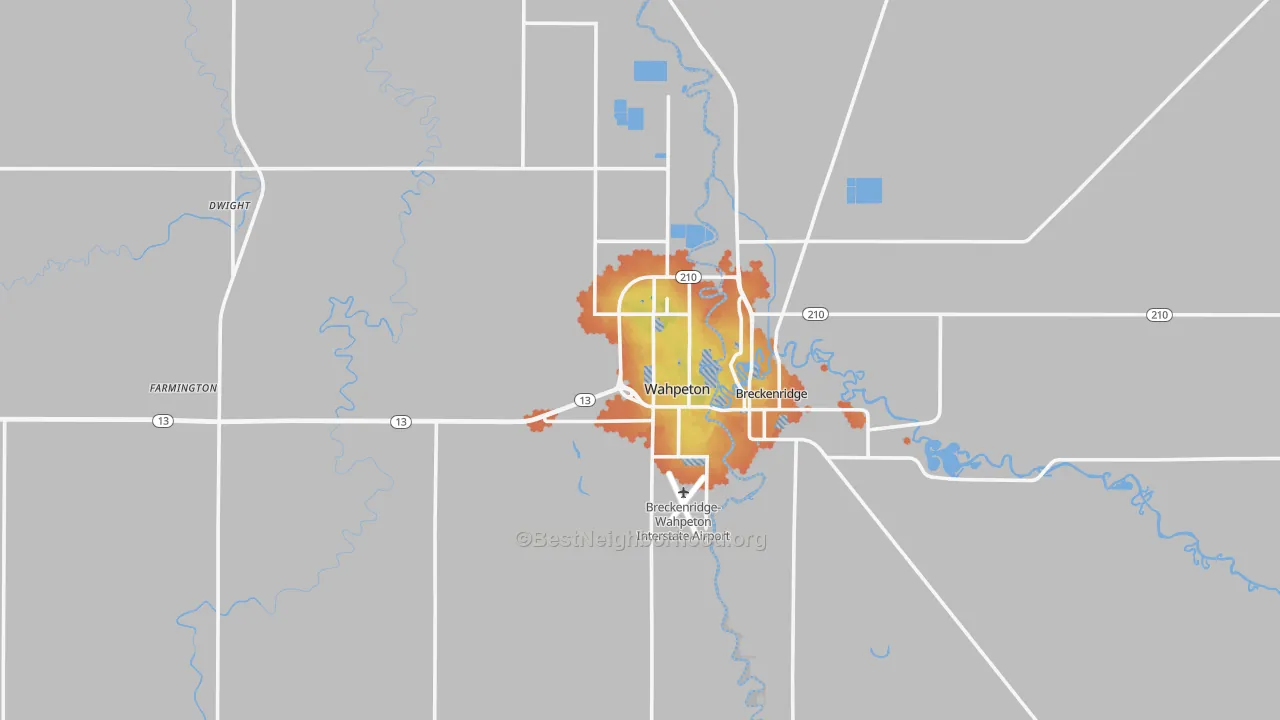 Bike Grade map of Wahpeton, ND
