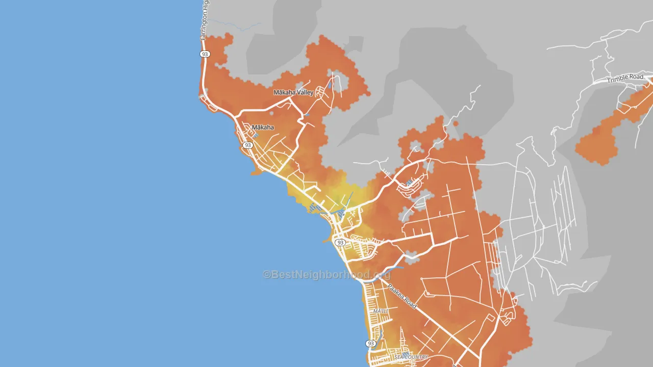 Bike Grade map of Waianae, HI