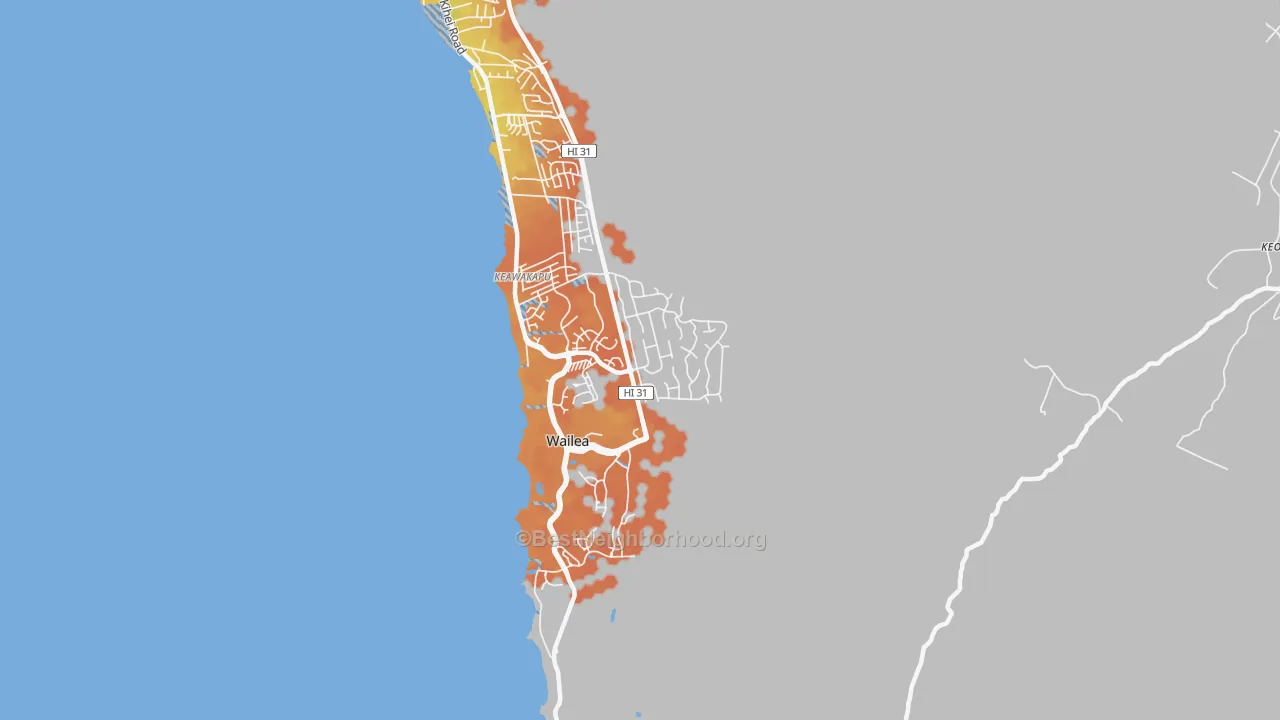 Bike Grade map of Wailea, Kihei, HI