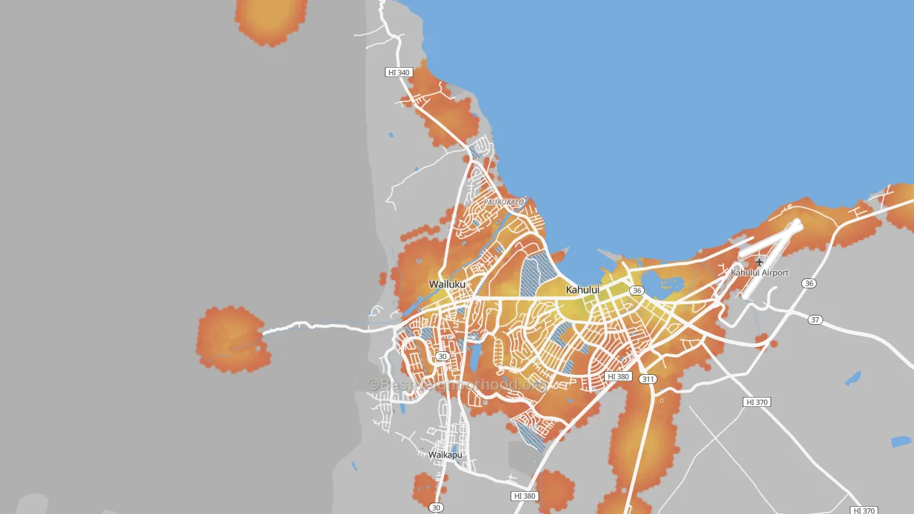 Bike Grade map of Wailuku, HI