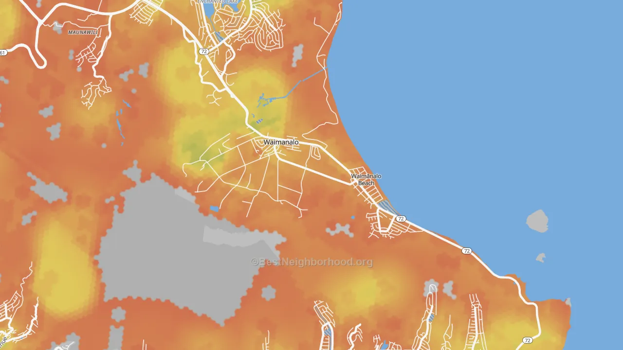 Bike Grade map of Waimanalo, HI