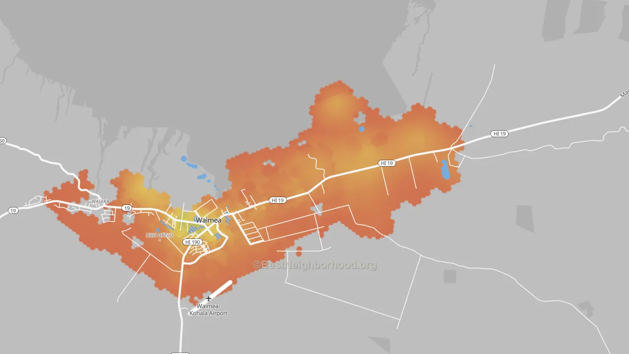 Bike Grade map of Waimea, HI