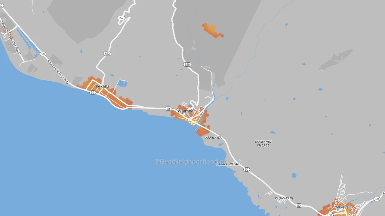 Bike Grade map of Waimea Kauai, HI