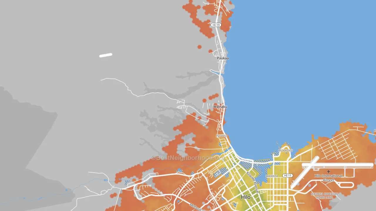 Bike Grade map of Wainaku, HI