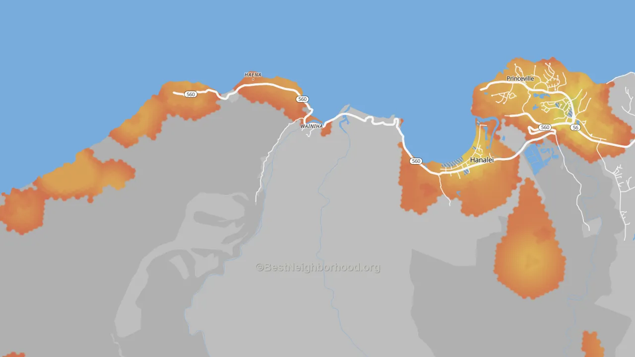 Bike Grade map of Wainiha, HI