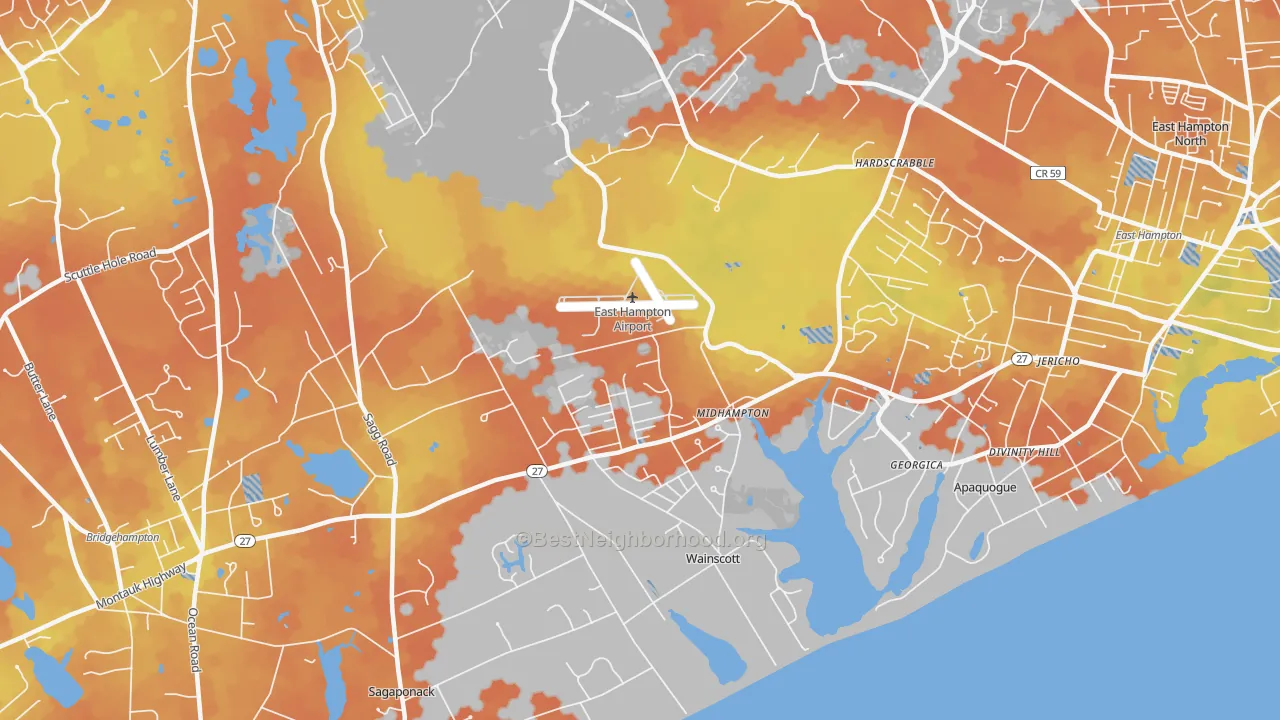 Bike Grade map of Wainscott, NY