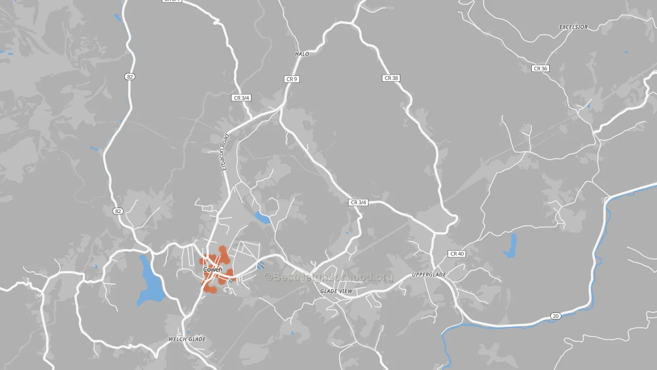 Bike Grade map of Wainville, WV