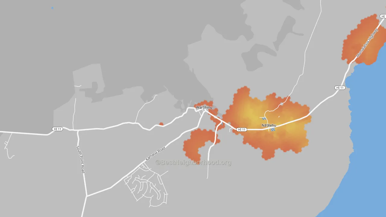 Bike Grade map of Waiohinu, HI