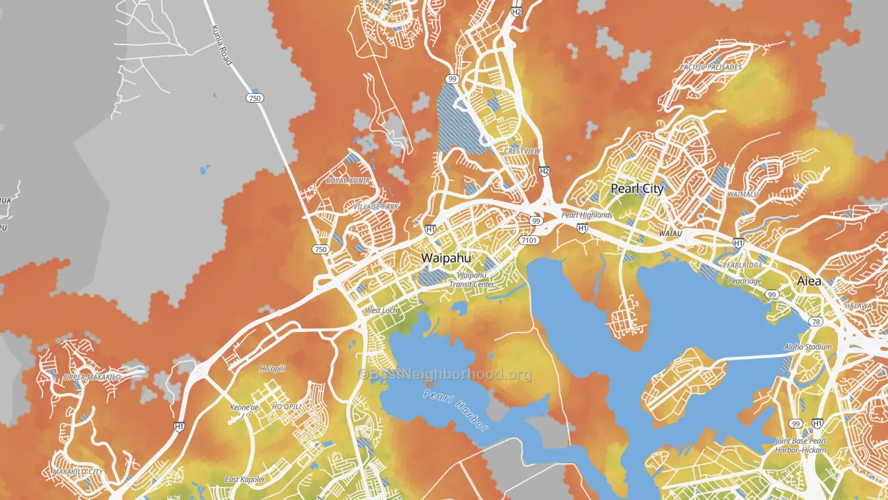 Bike Grade map of Waipahu, HI