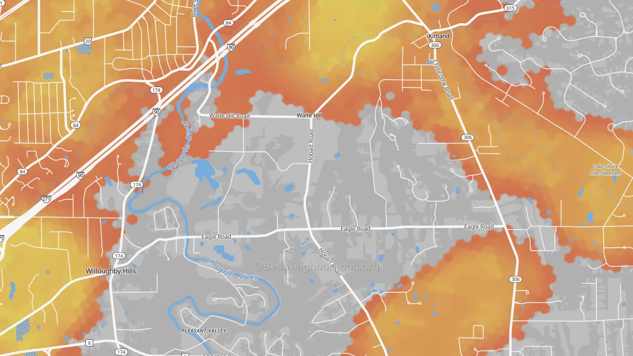 Bike Grade map of Waite Hill, OH