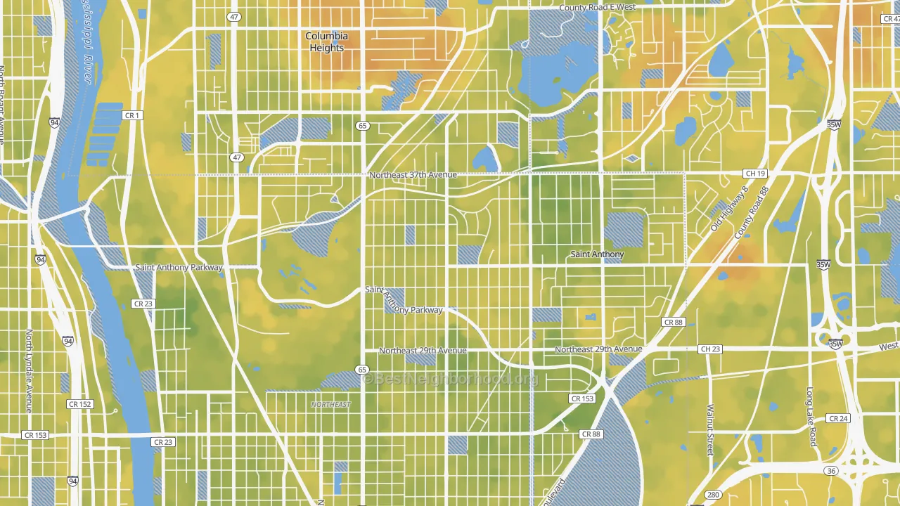 Bike Grade map of Waite Park, Minneapolis, MN