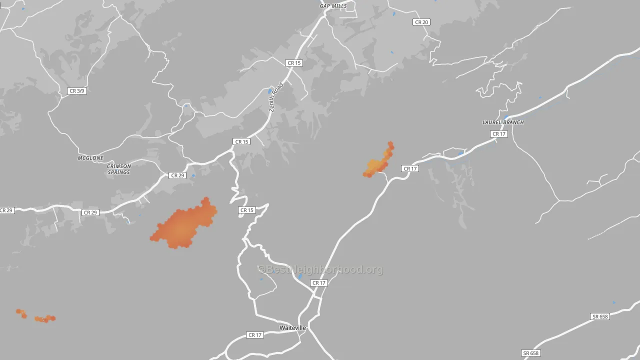 Bike Grade map of Waiteville, WV