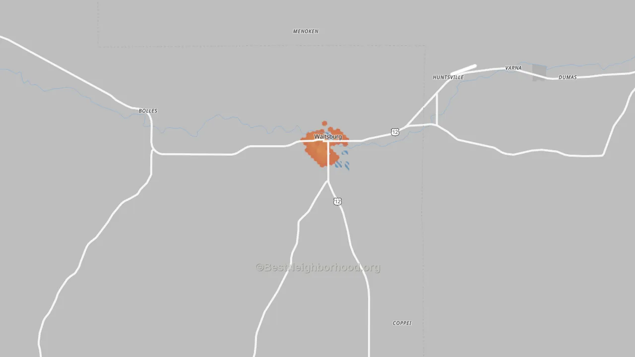 Bike Grade map of Waitsburg, WA
