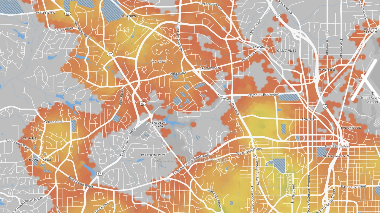 Bike Grade map of Wake Forest University, Winston-Salem, NC