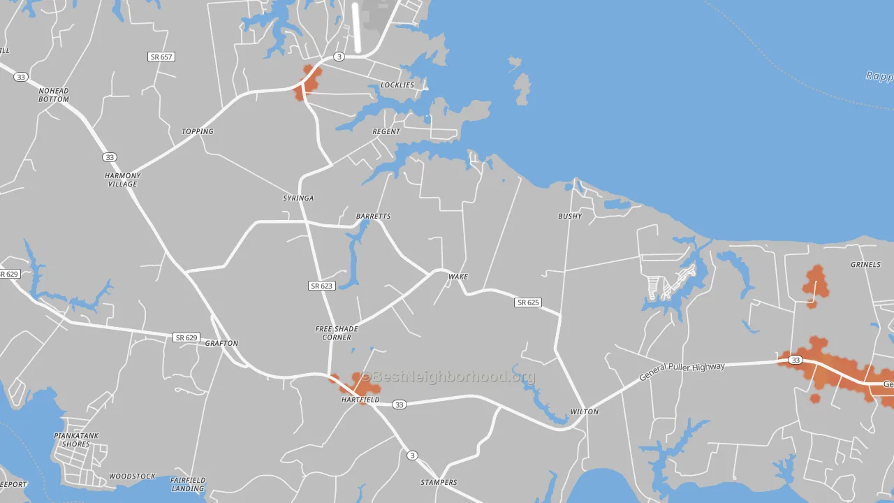 Bike Grade map of Wake, VA