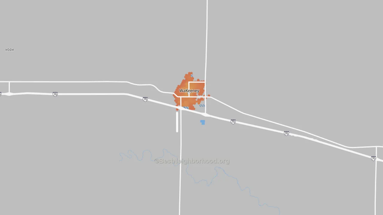 Bike Grade map of Wakeeney, KS
