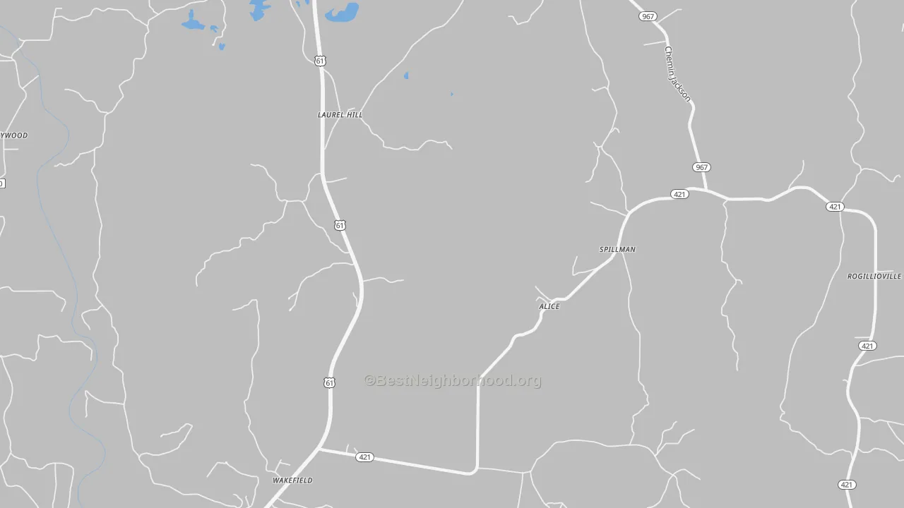 Bike Grade map of Wakefield, LA
