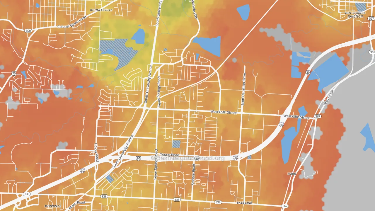 Bike Grade map of Wakefield, Little Rock, AR