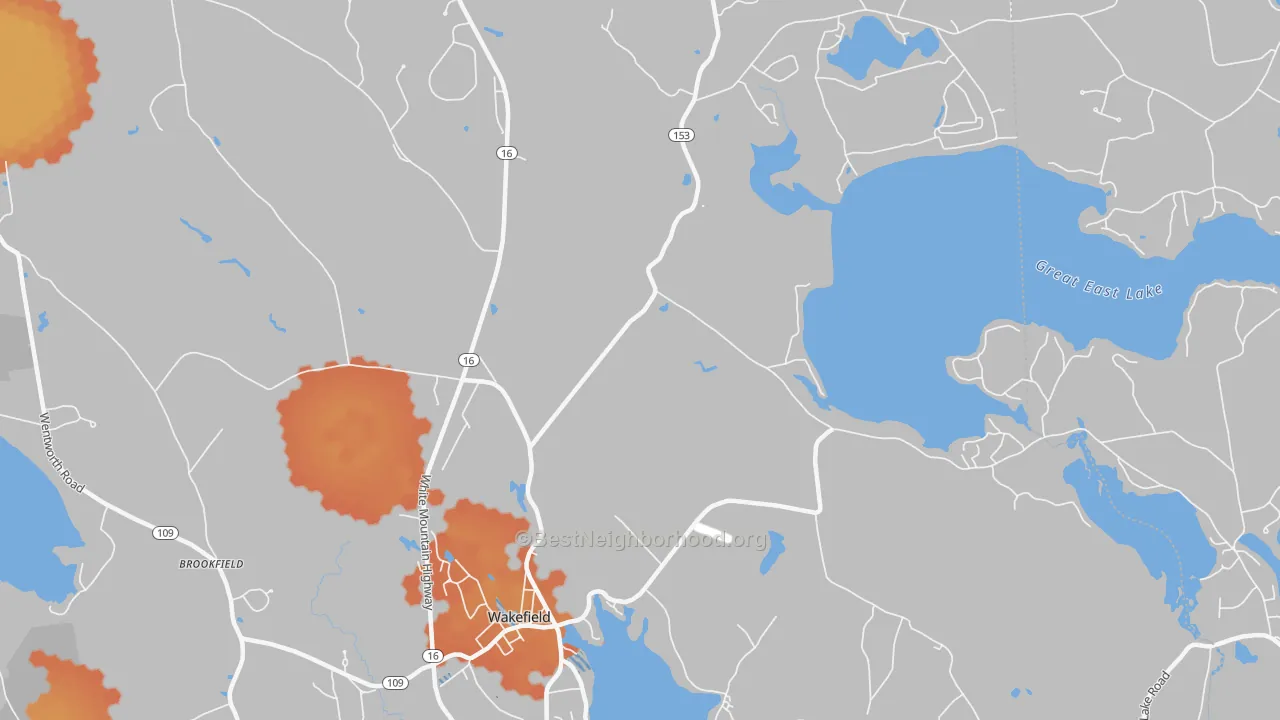 Bike Grade map of Wakefield, NH