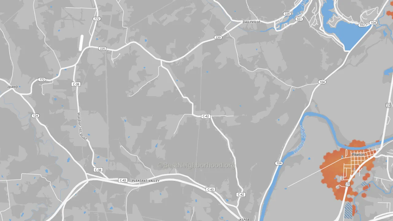 Bike Grade map of Wakefield, OH