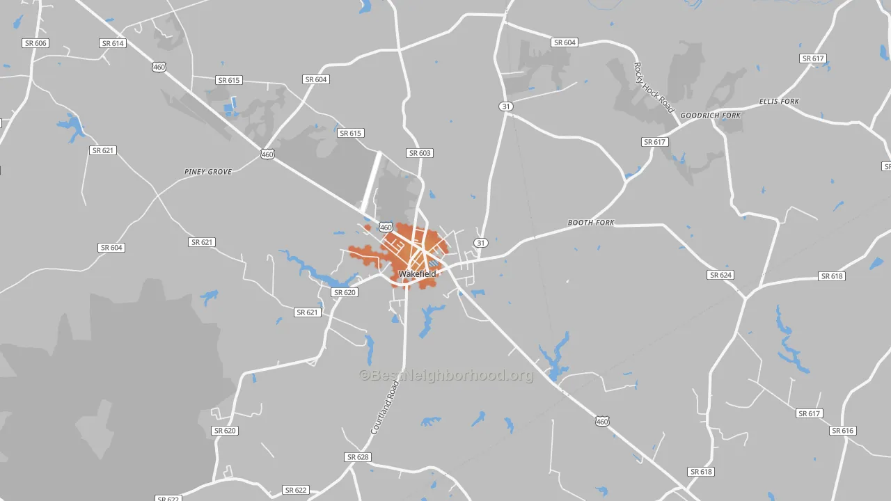 Bike Grade map of Wakefield, VA