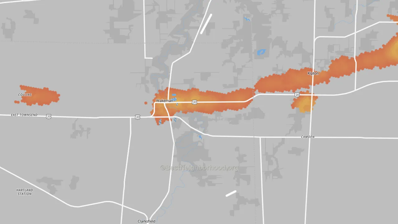 Bike Grade map of Wakeman, OH