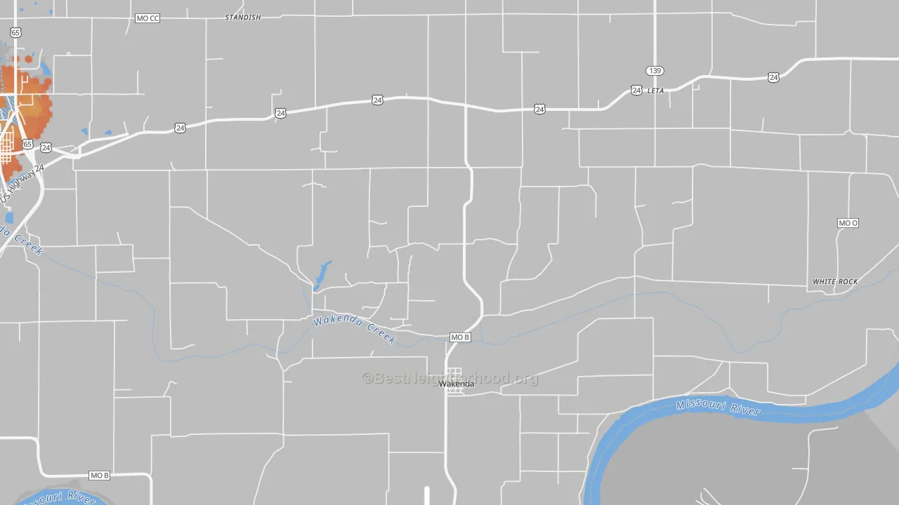 Bike Grade map of Wakenda, MO