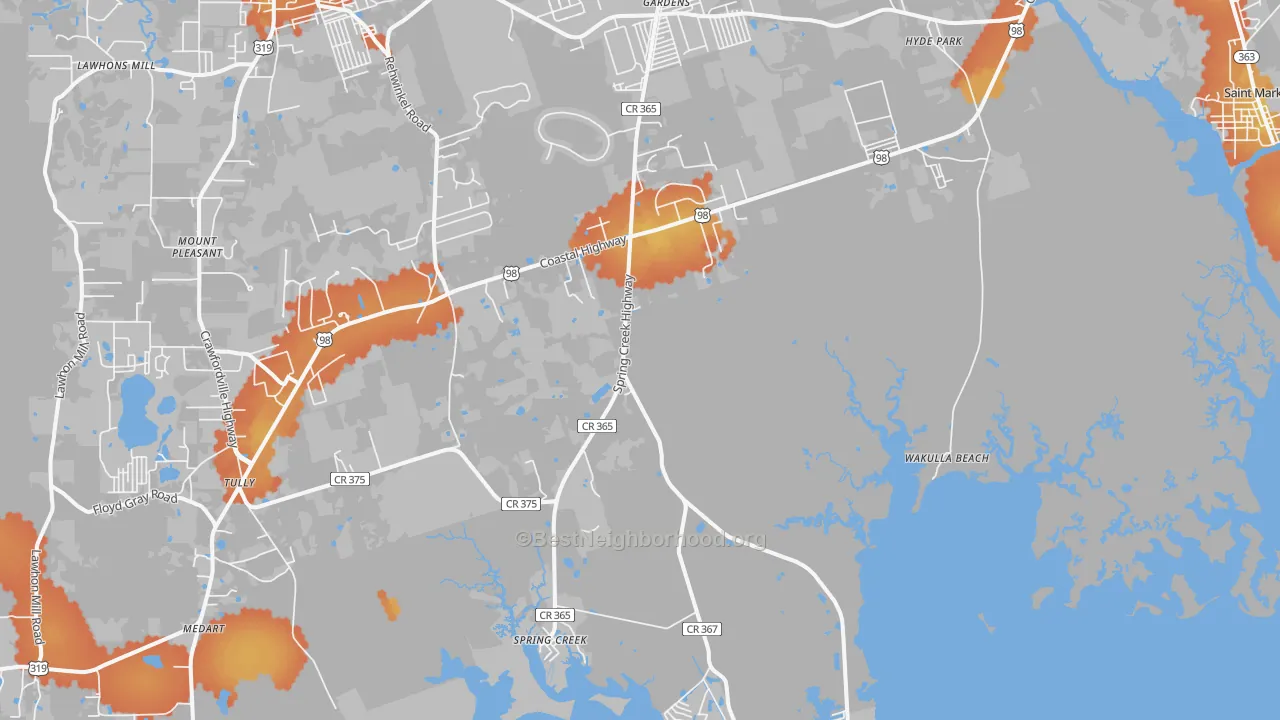 Bike Grade map of Wakulla Beach, FL