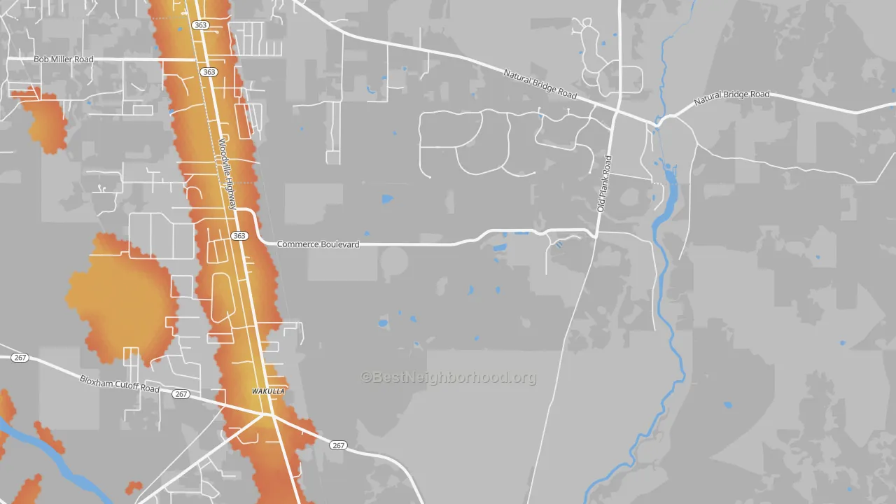 Bike Grade map of Wakulla, FL